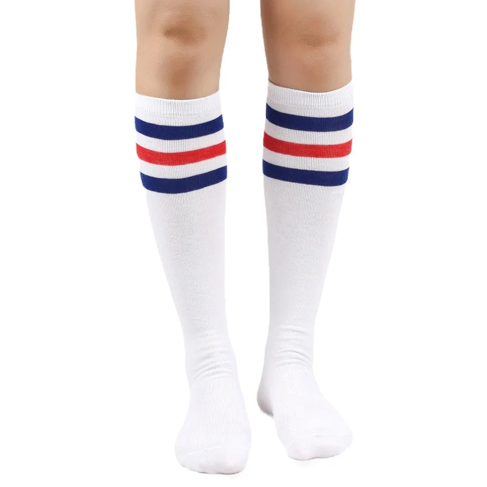 Solid knee length socks women's striped Lolita warm hip-hop sports socks  Harajuku socks JK white sock