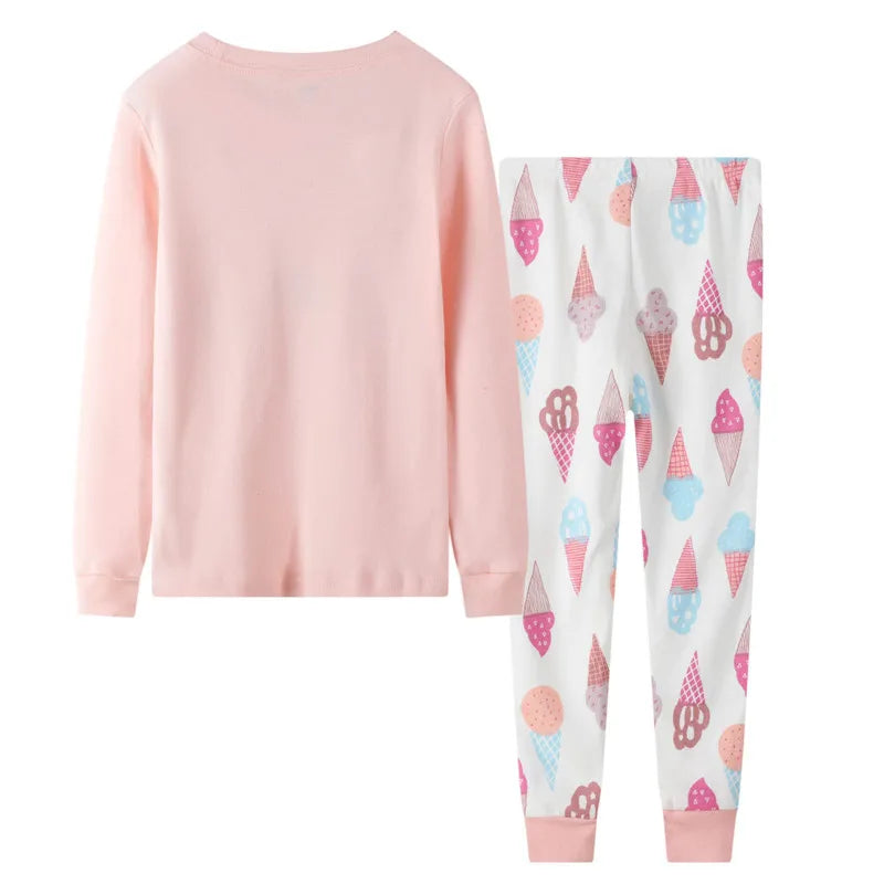   Jumping Meters 2-6T Baby Boys Clothing Sets Autumn Winter Ice Cream Print Cotton Boys Girls Outfit Long Sleeve Sleepwear