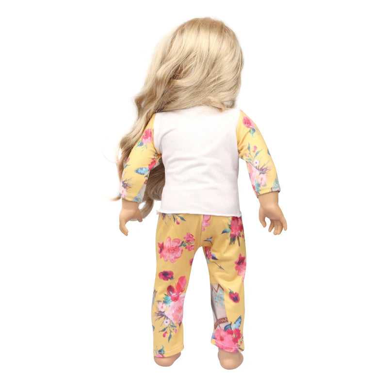 Doll Clothes Pajamas  For 43cm Baby New Born&American 18 Inch Girl Doll Unicorn Shark Cartoon Clothes Suit For Generation Doll