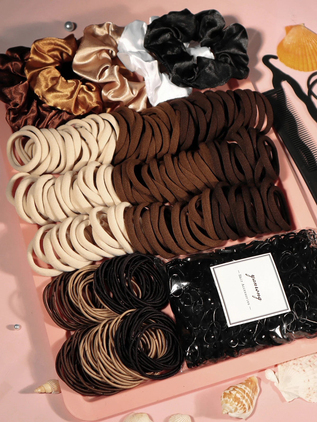 Hair Accessories for Woman Set Seamless Fashionable Brown Ponytail Holders Variety Hair Scrunchies HairBands Scrunchy Hair Ties