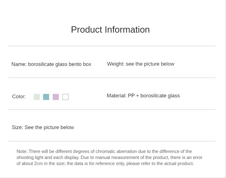 Glass Lunch Box Sealed Fresh-Keeping Box with Lid Portable Student Picnic Box Microwave-Heated Special Food Container Bento Box