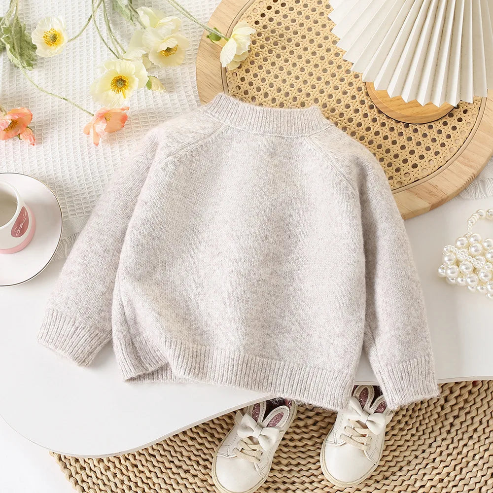 2-7Y Girl's Sweaters Single Breast Kids Knit Cardigans Flower Embroidery Baby Girl Knitwear Spring Autumn Children Outfit