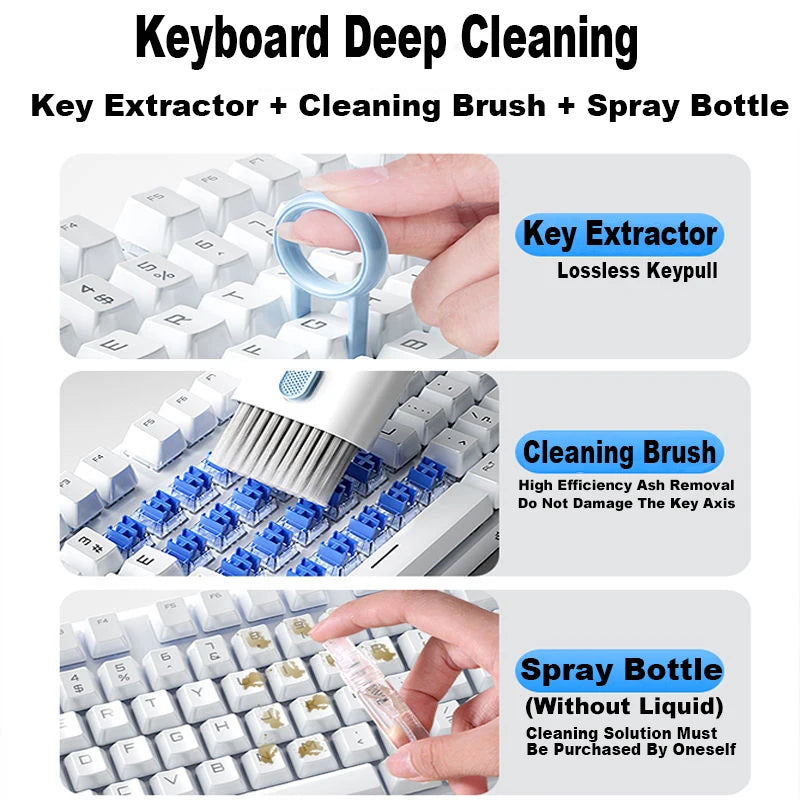 7-in-1 Keyboard Cleaning Kits Airpods Cleaner Headset Cleaner Pen Laptop Screen Cleaning Bluetooth Earphones Cleaning Kit