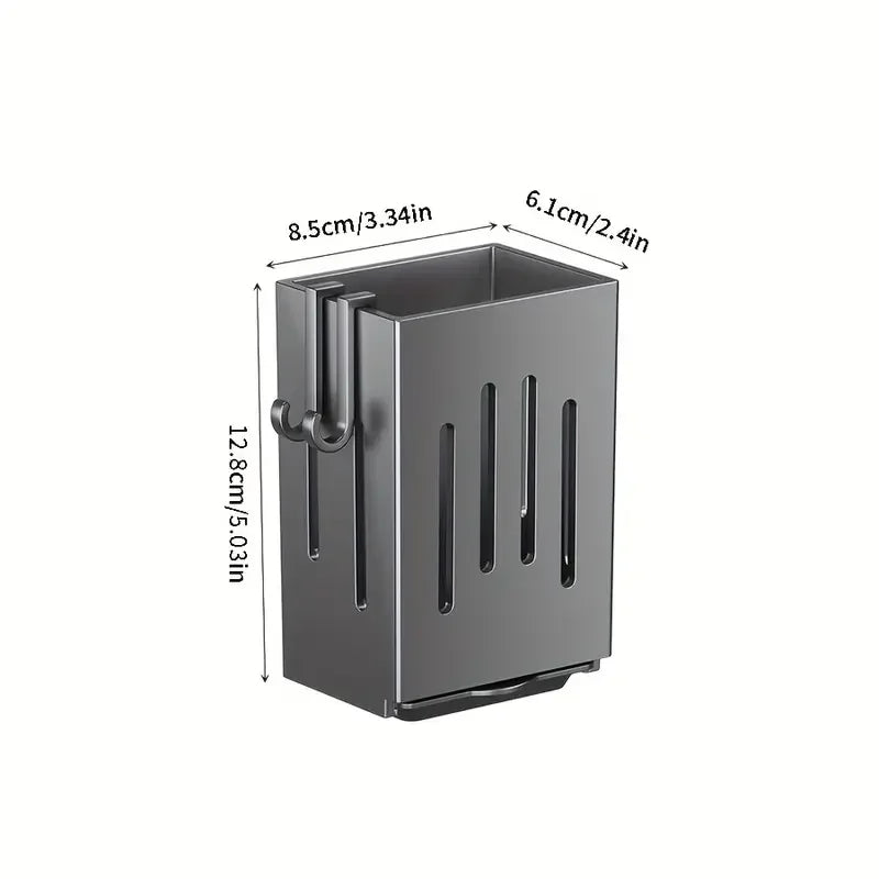 1pc/2pcs Wall-mounted Chopstick Holder Household Kitchen Sink Tableware Storage Rack Punch-free Drain with Water Tray with Hook