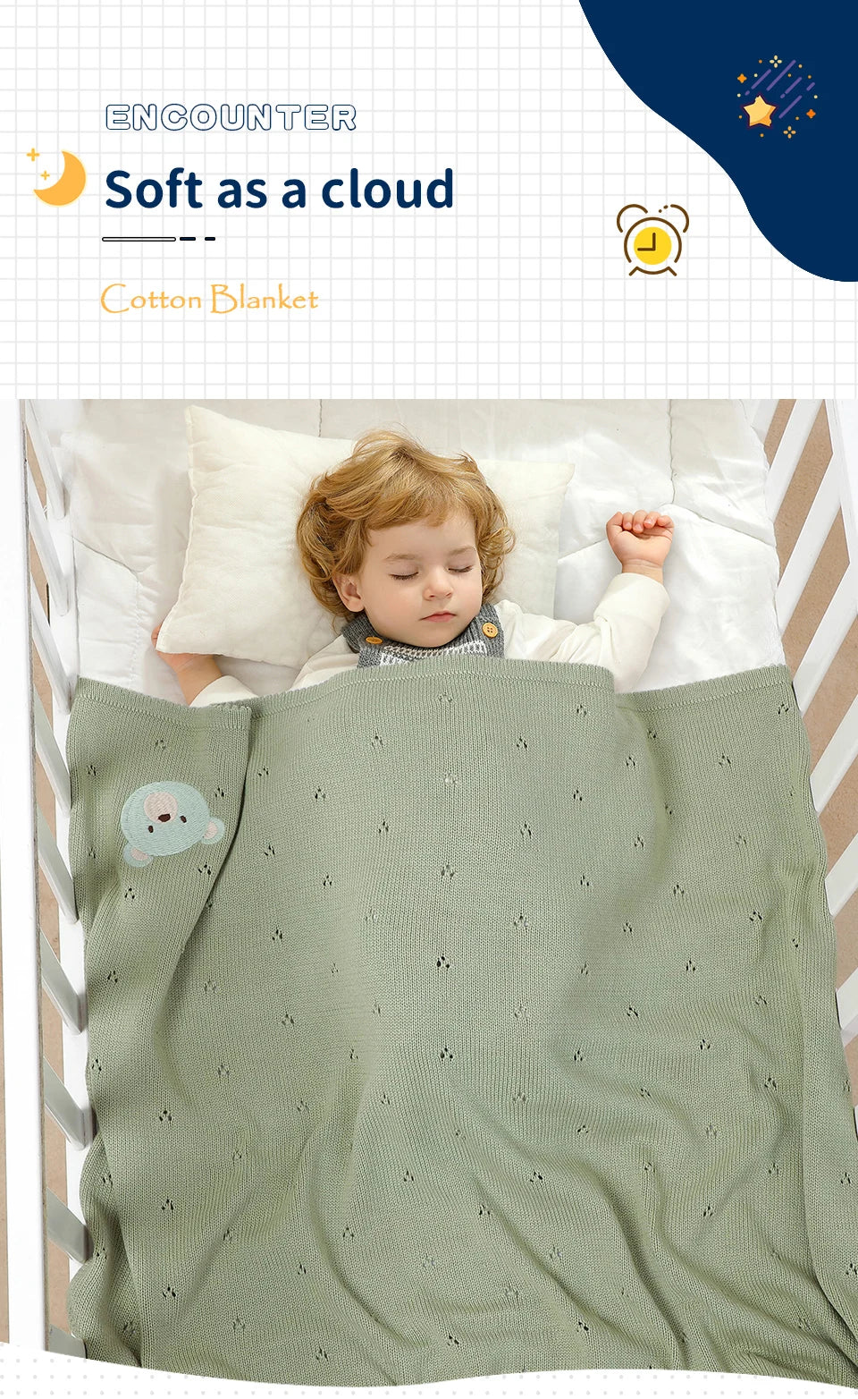 Baby Blanket Knit Newborn Infant Boys Girls Cotton Month Stroller Nursery Travel Swaddle Wrap 100*80cm Children Bedding Cellular