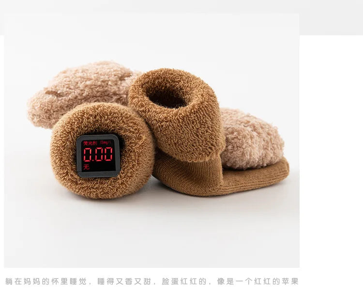 Cute Bear Baby Socks for Boys Girls Winter Soft Cotton Thicken Socks Anti Slip Babies Accessories for Newborn Toddler Sock Kids