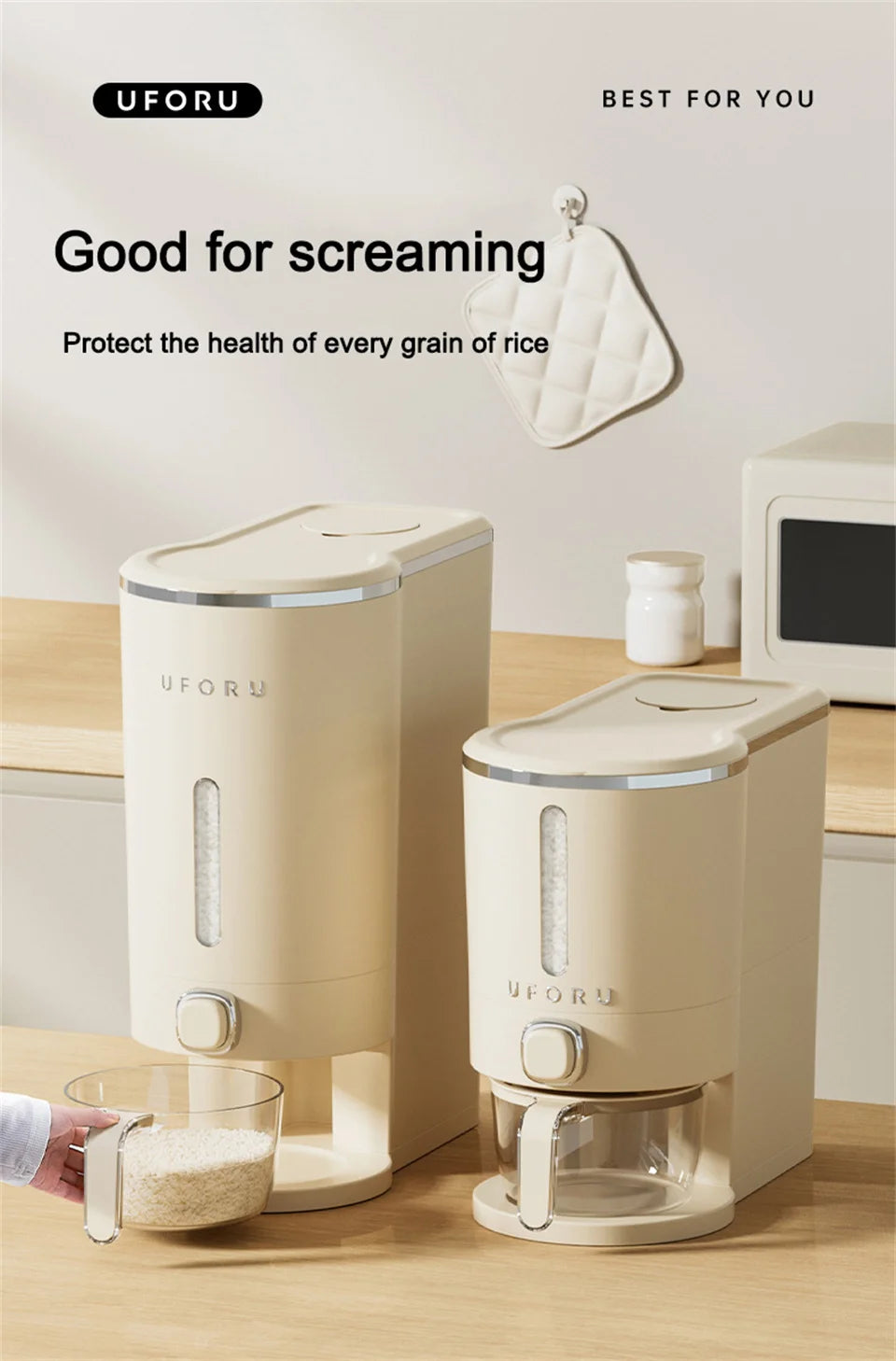 Sealed Rice Bucket Sealed Moisture Proof Rice Dispenser With Cup Grain Powder Boxes Storage Food Cereal Container