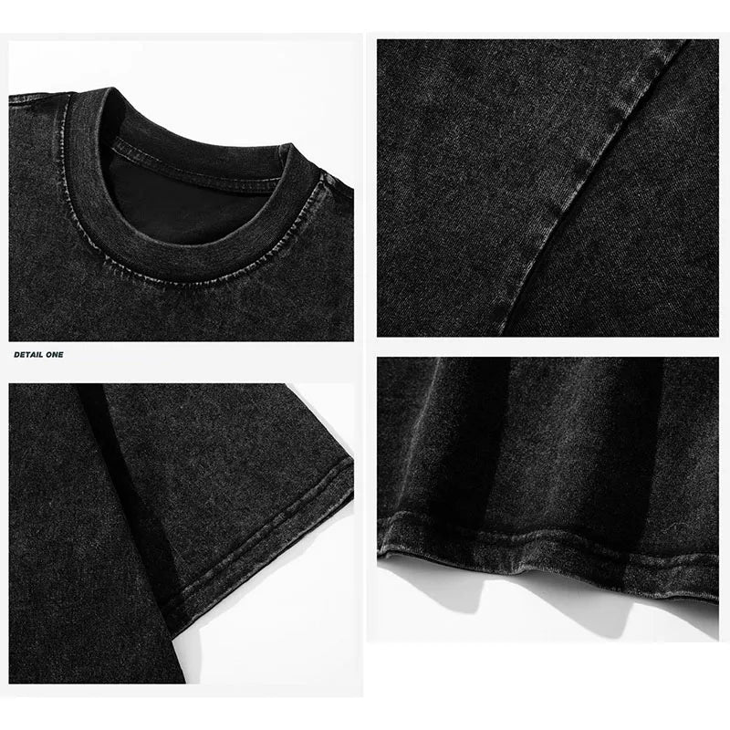 2025 Vintage Washed T-Shirts Street Hip Hop Retro Punk T Shirt women Harajuku Casual Cotton Short Sleeve Acid Wash TShirts top