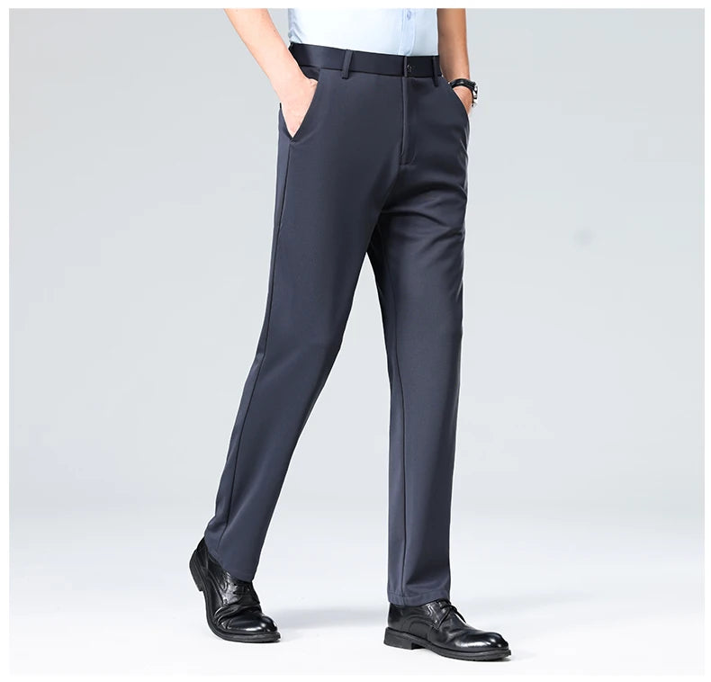 29-42 Men's Summer Thin Fashion Business Casual Suit Pants Long Pants Men's Elastic Straight Sleeve Formal Pants Plus Size