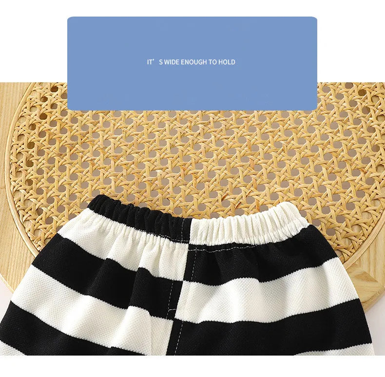 Children's Suit 2PCS Set New Summer Short Sleeve +Shorts Striped Boy Girl Child T-shirt Baby Clothes Children's Clothing