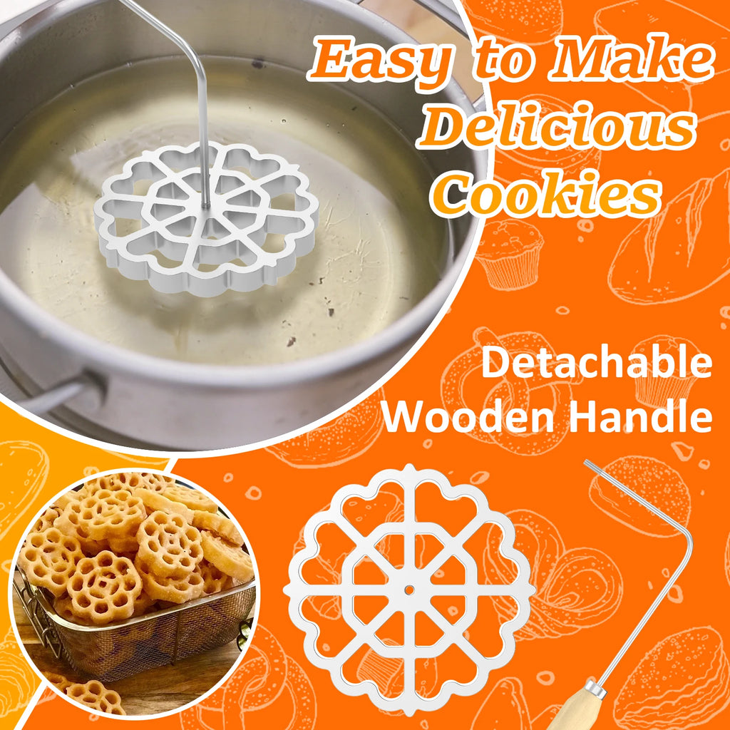 Aluminum Rosette Maker Molds Bunuelos Mold With Handle Pastry Tools Achappam Cookie Maker Baking Cooking Kitchen Accessories