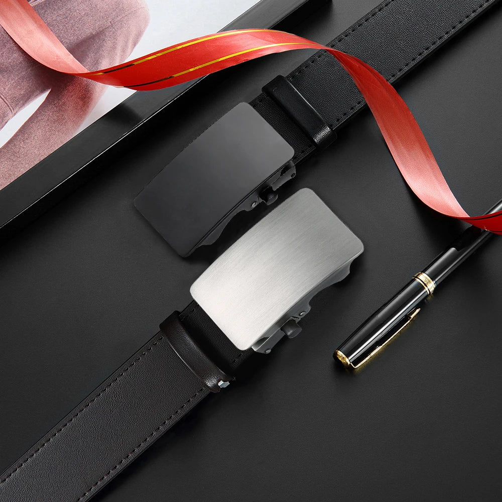 Men's Waist Belt - Men's Ratchet Belt Leather Metal Buckle Formal Pants - Micro Adjustable Waist Belt Can Be Seen Everywhere