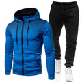 Men tracksuit zipper hood multi-pocket and protective pants casual jogging tracksuit fall/winter 2-piece setLarge size S-3XL