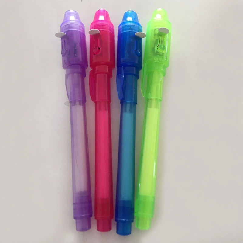 1/4Pcs Invisible Ink Pen Spy Pen with UV Light, Magic Marker for Secret Message,Treasure Box Prizes,Kids Party Favors,Toys Gift