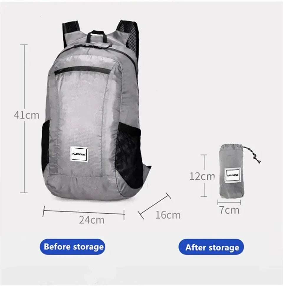 Outdoor Hiking Bag 20L Lightweight Portable Backpack Foldable Waterproof Folding Ultralight Pack for Women Men Travelling Hiking