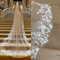 Charming Bridal Veils Luxurious Cathedral Long Voile Mariage Lace Wedding Veil Tulle With Comb Bride Accessories