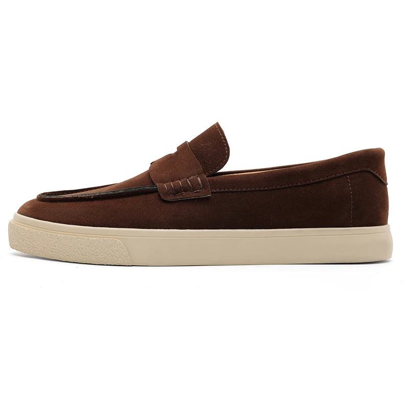New Suede Leather Mens Loafers Cowhide Slip On Flats Handmade Casual Shoes Leisure Walk Moccasins Outdoor Business