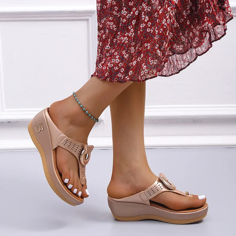 Summer Sandals Women 2026 Big Size Platform Sandals Wedges Flip Flops Shoes Comfortable Slippers Ladies Non-Slip Open Pantuflas