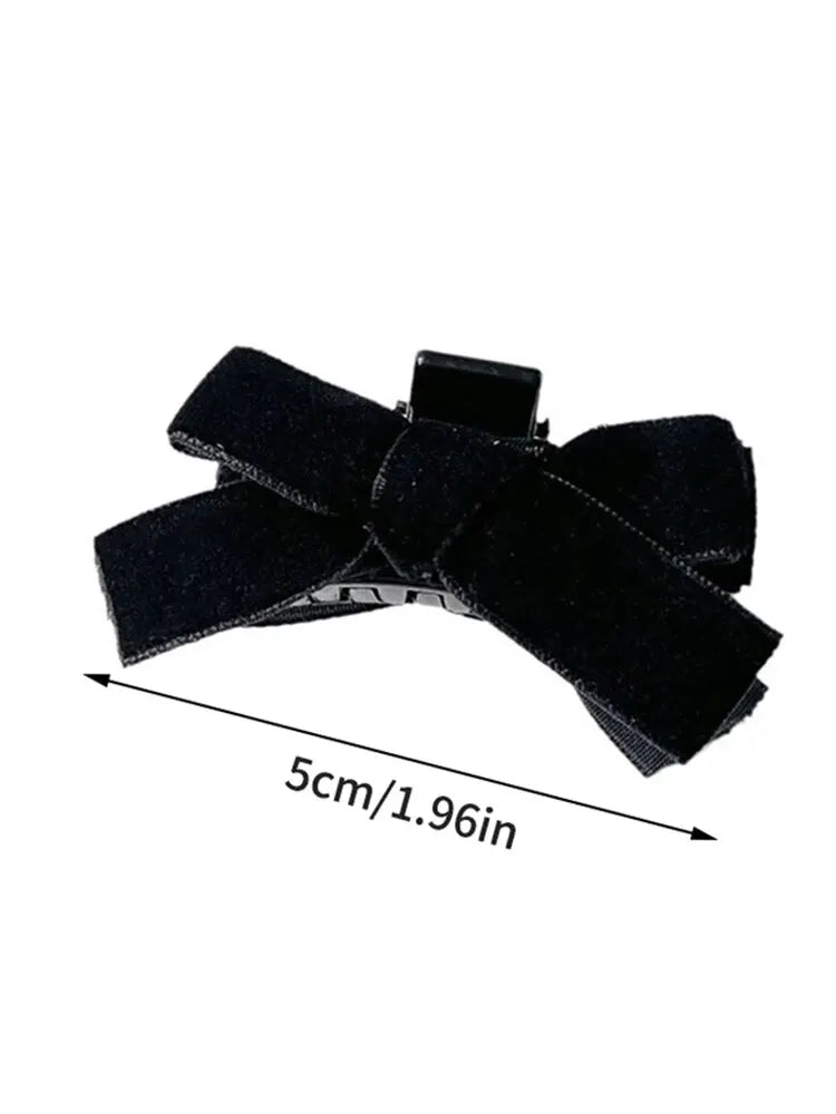 2pcs Black Bow Small Grab Clip Women's Autumn And Winter Vintage Velvet Bangle Clip Hair Clip Style Princess Hair Clip Headwear