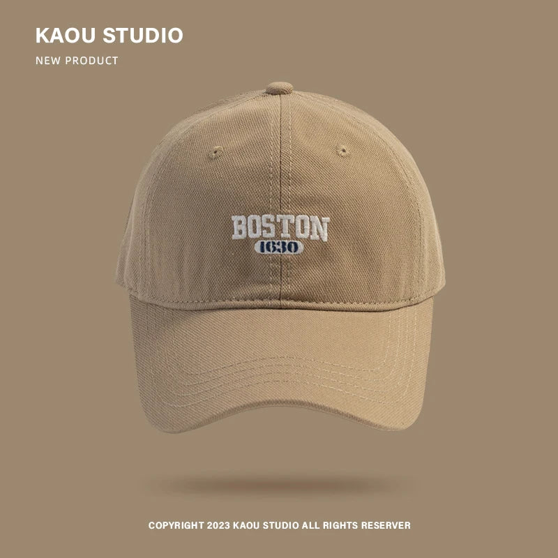 Hat Female Pink Ins Embroidered Peaked Cap Korean Style Versatile Curved Brim Trendy Men's Baseball Cap Spring and Autumn