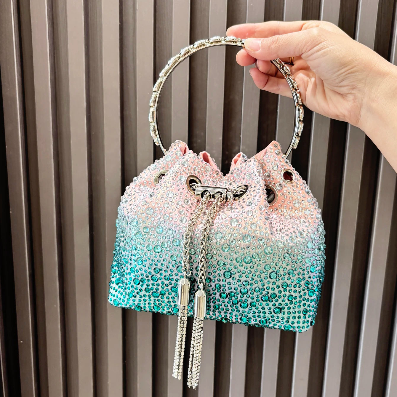 Handle Rhinestones Evening clutch Bag Purses and handbag luxury Designer shoulder bag Shiny Crystal Clutch purse bucket bag