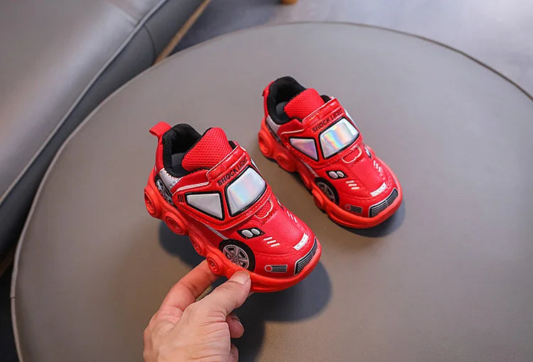 Autumn New Fashion Child Sneakers Versatile Car Cartoon Boy Shoes Comfort Thick Soled Luminous Casual Shoe Brand Sneakers Boy