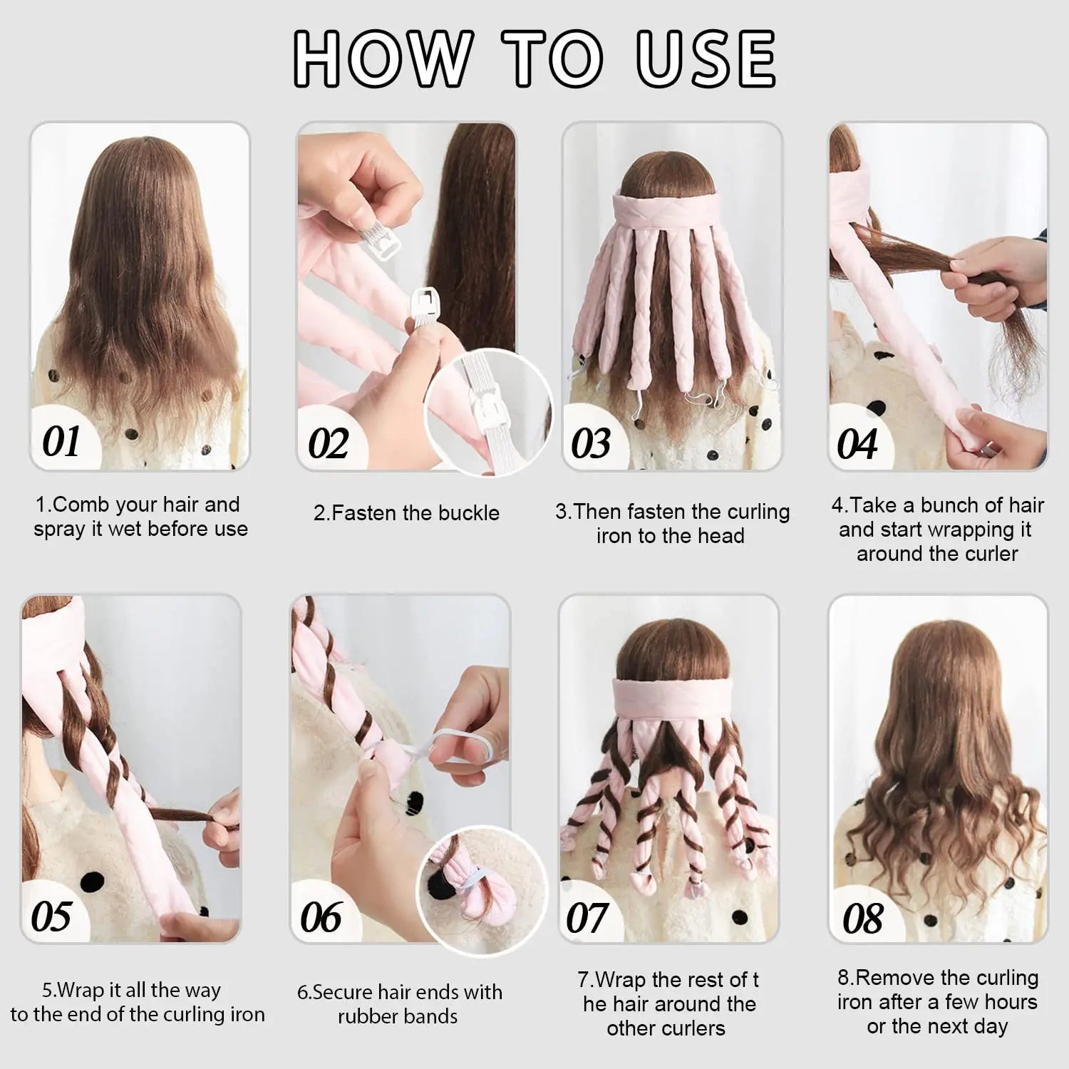 Heatless Curling Rod Headband for Lazy Hair - Silk Ribbon Soft Wave Formers for Sleeping No Heat Curls