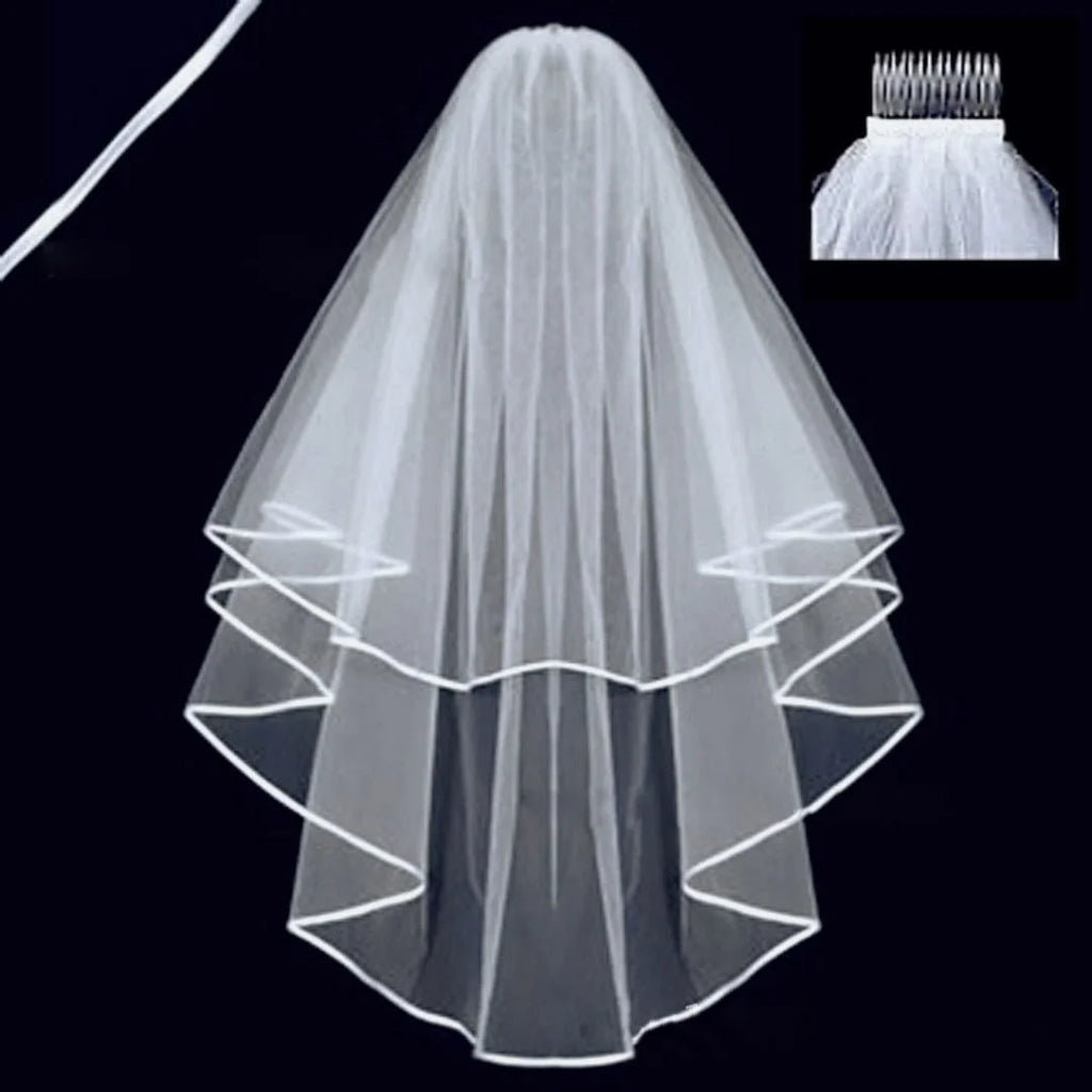 Fashion Short Tulle Wedding Veils With Comb White Ivory Bridal Two Layer Veil for Bride for Marriage Wedding Accessories