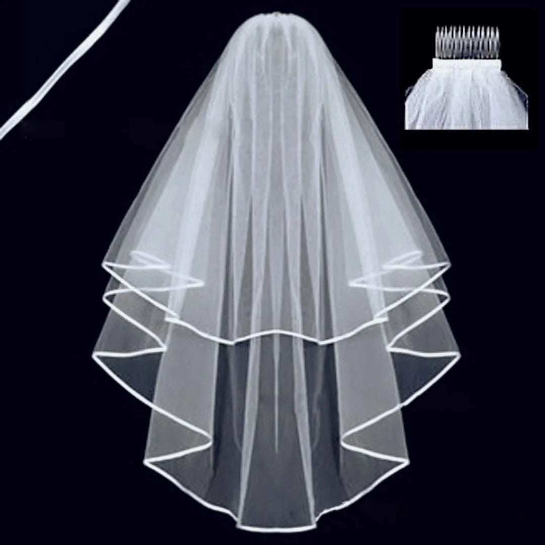 Fashion Short Tulle Wedding Veils With Comb White Ivory Bridal Two Layer Veil for Bride for Marriage Wedding Accessories