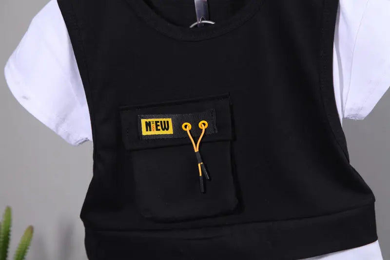New Children Cotton Clothes Summer Kids Boys Patchwork T Shirts Shorts Pants 2Pcs/sets Infant Kids Toddler Tracksuits 0-5 Years