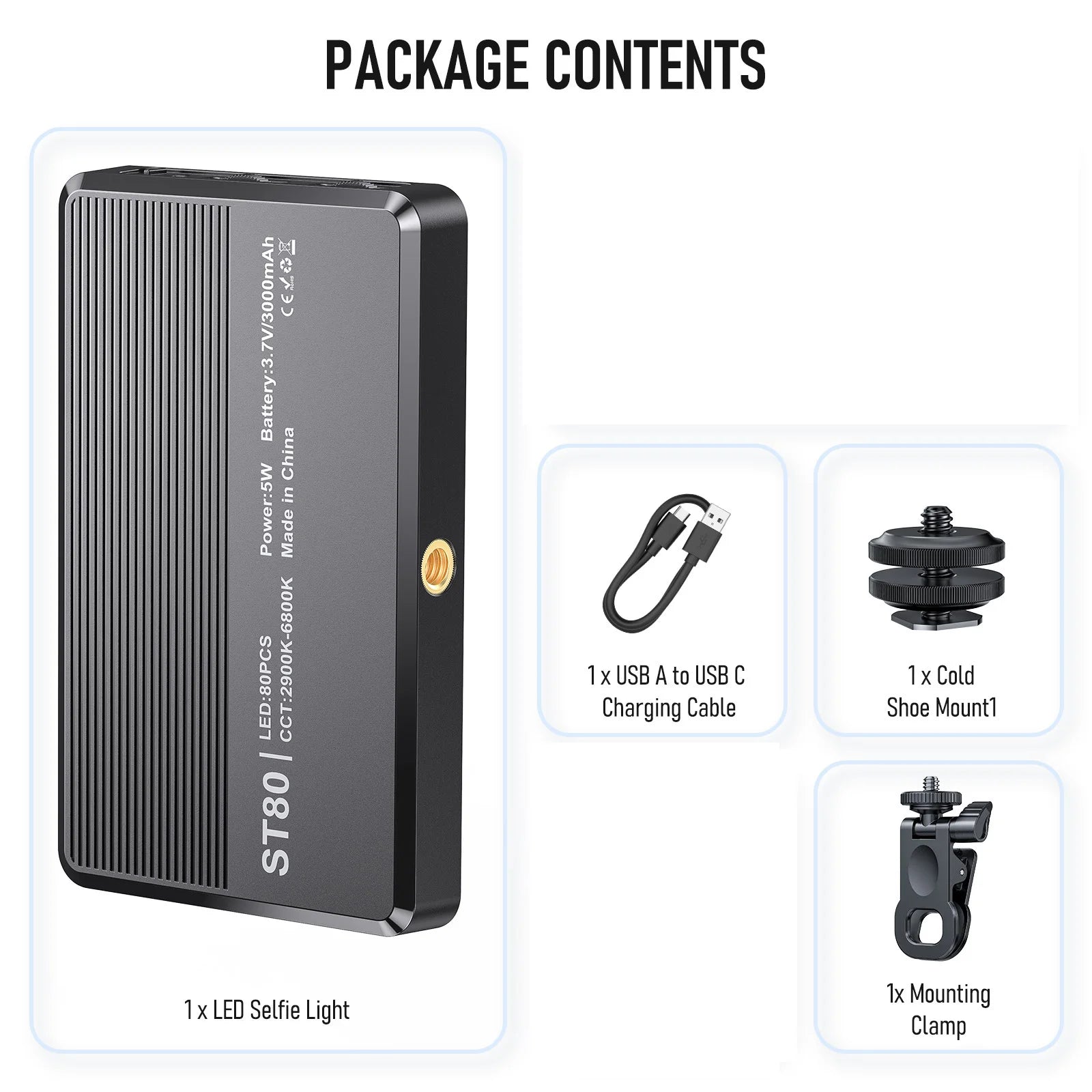 Video Light with 6 Color Filters 0-100% Adjustable 3000mAh Battery Fill Light for Selfie Photography Live Streaming