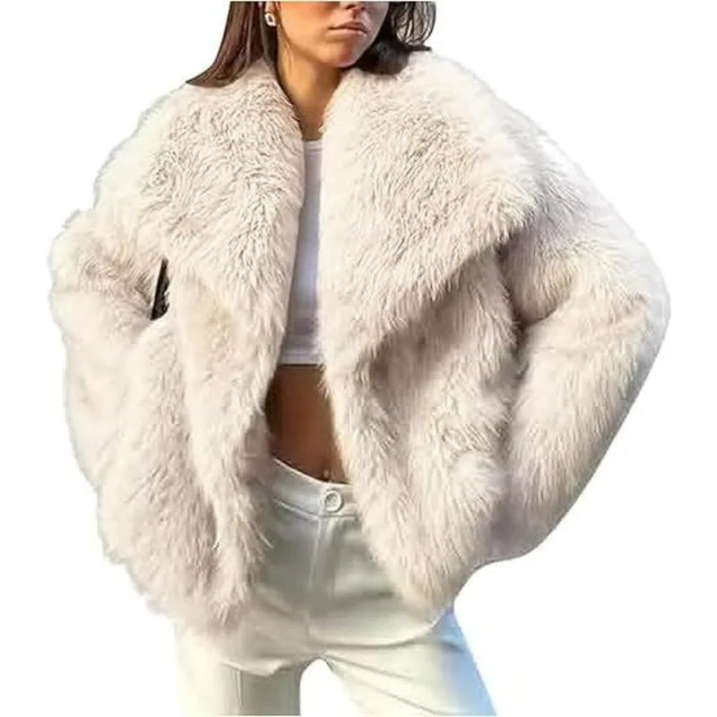 European and American Autumn and Winter New Faux Fur Coat Plus-size Women's Top Anti-fox Fur Lapel, Short Faux Fur Style Outcoat