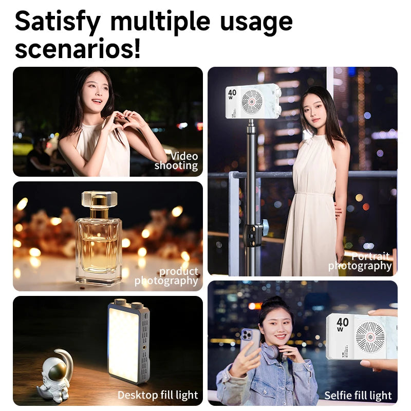 New 40W LED Camera Light 2500K-9000K Bi-Color 4400mAh Video Lamp Handle Portable Light Photography Light With CCT On Camera