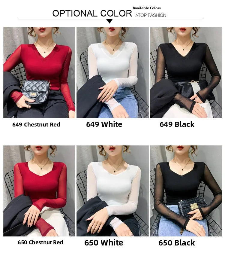 Women's Slim Fit V-Ne T-irt Me Inner Wear Top Spring Autumn Season Faionable Base irt Breathable Wear Resistant