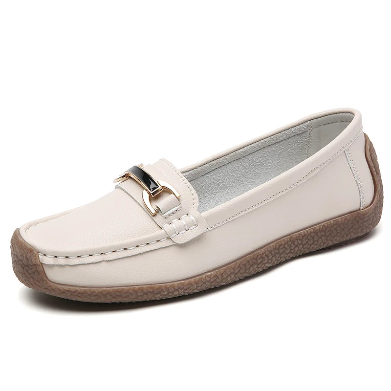 New Summer Sandals For Women100% Genuine Leather Single Shoes, Large-Sized Fashionable Casual Women'S Shoes, Loafers Flat Shoes