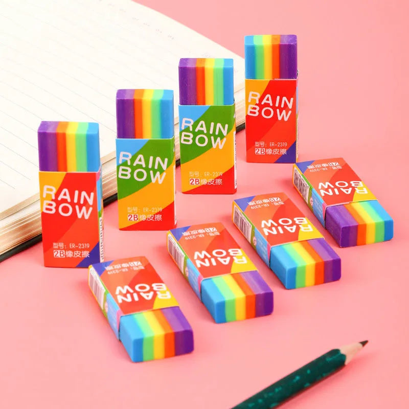 1 Piece Lytwtw's Cute Kawaii Creative Rainbow Eraser Rubber Stationery School Supplies Novelty Lovely Eraser