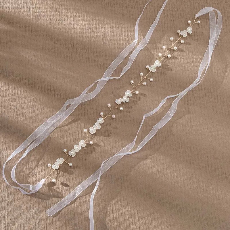 Elegant Flower Pearl Wreath Headband Bride Wedding Dress Accessories Garland Headdress Bride Hair Band Hairvine Wedding Jewelry