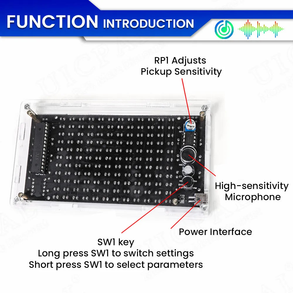 DIY Sound Control LED Music Electronic Kits Audio Frequency Display PCB Soldering Project Practice Solder Diy Electronic Kit