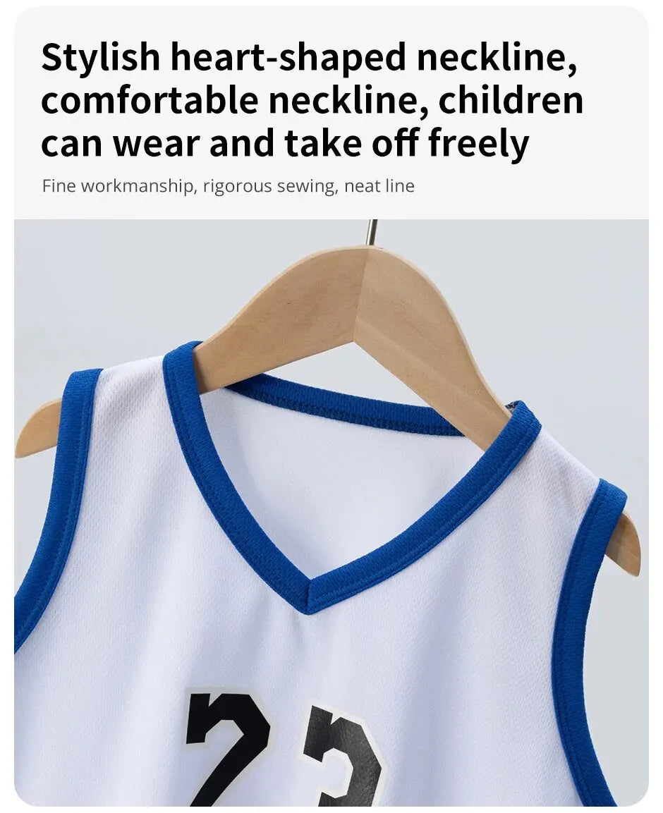 2/4Pcs Summer Children's Quick-drying Sports Suit Boys Casual Ball Sleeveless T-shirt Girls Joker Mixed Color Combination Shorts