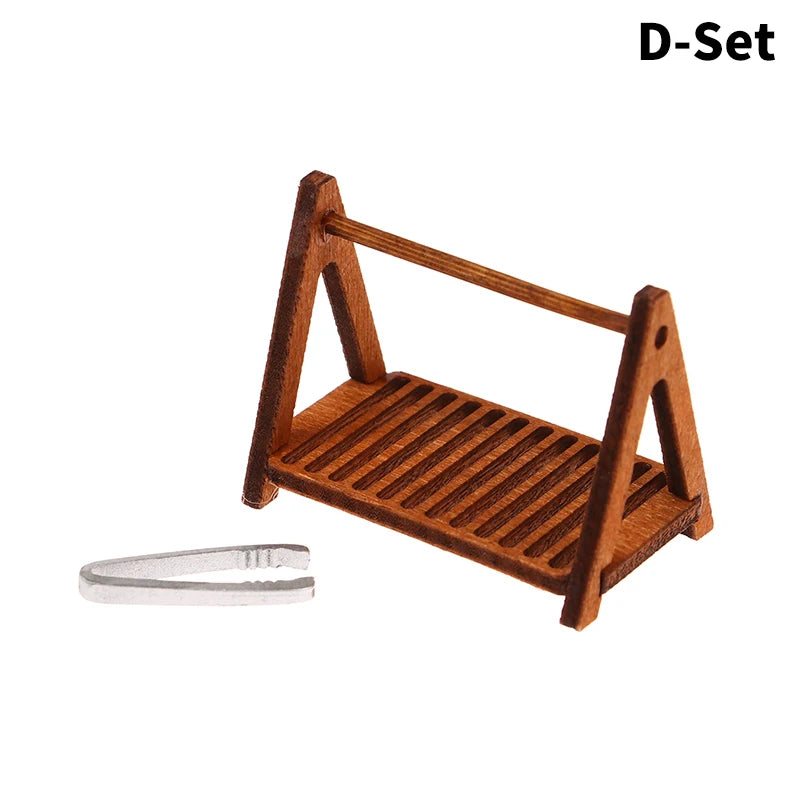 1Set 1:12 Dollhouse Miniature Bread Rack Cake Shelf Storage Box/Basket W/Baking Clip Scene Decor Doll House Accessories