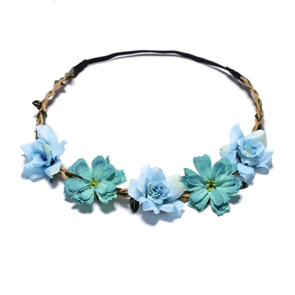 Women Wedding Flower Headband Girls Boho Flowers Headwear Children Headbands Hair Accessories Bride Wreath Beach Garland
