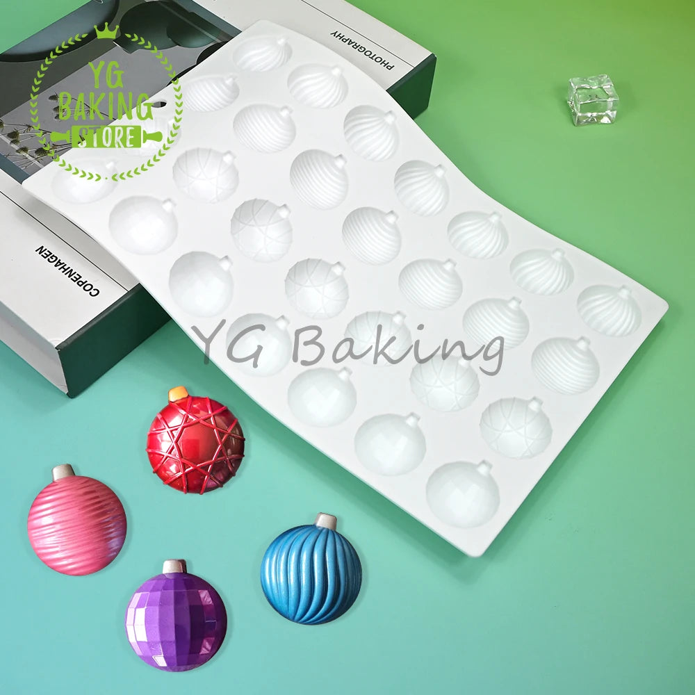 Dorica 28 Hole Small Christmas Ball Silicone Mousse Mold 3D Pudding Dessert Chocolate Mould DIY Cake Decorating Tools Bakeware