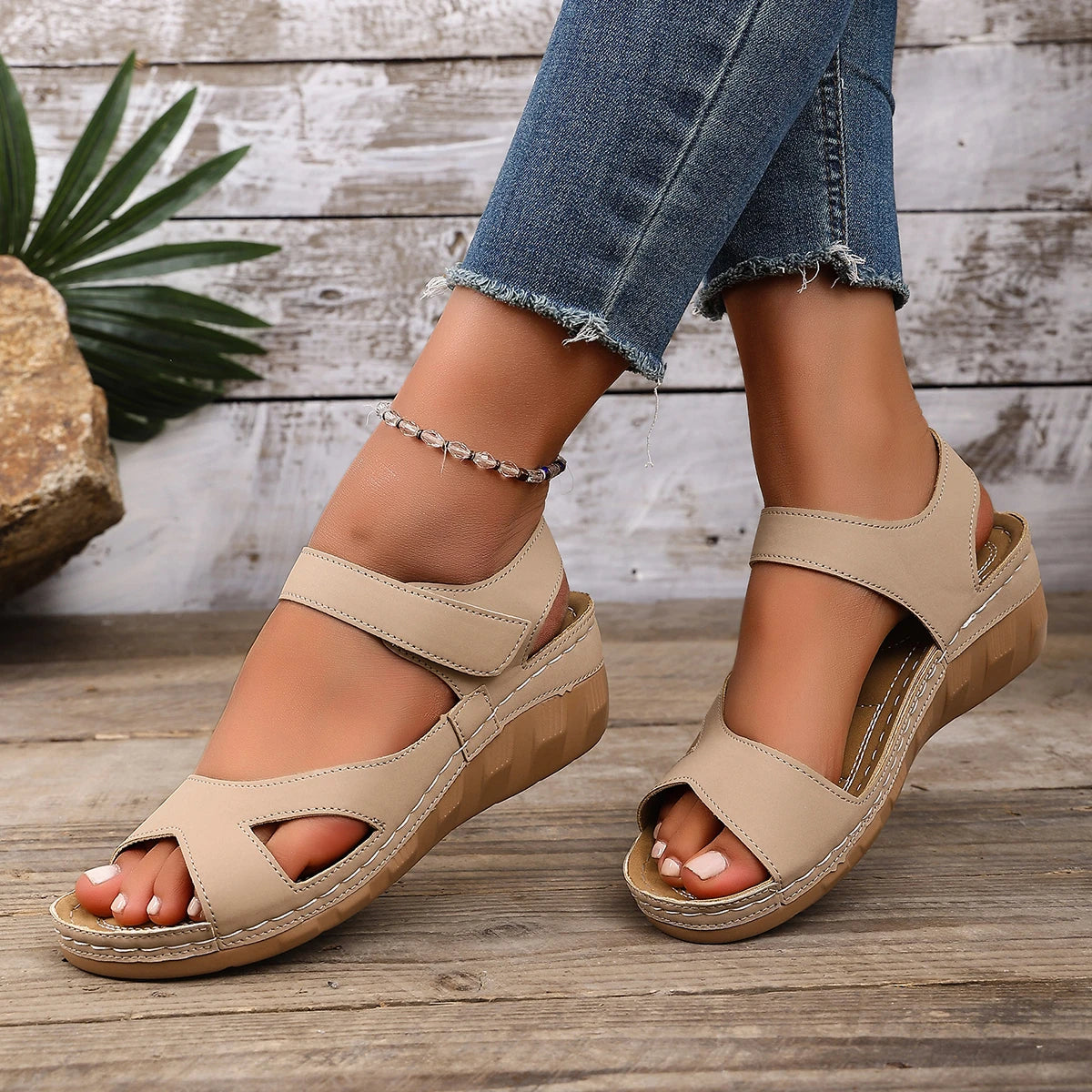 Women's Sandals 2026 Summer Sandals Women Heels Sandalias De Mujer Casual Wedges Footwear Summer Shoes Woman Soft Heeled Sandals