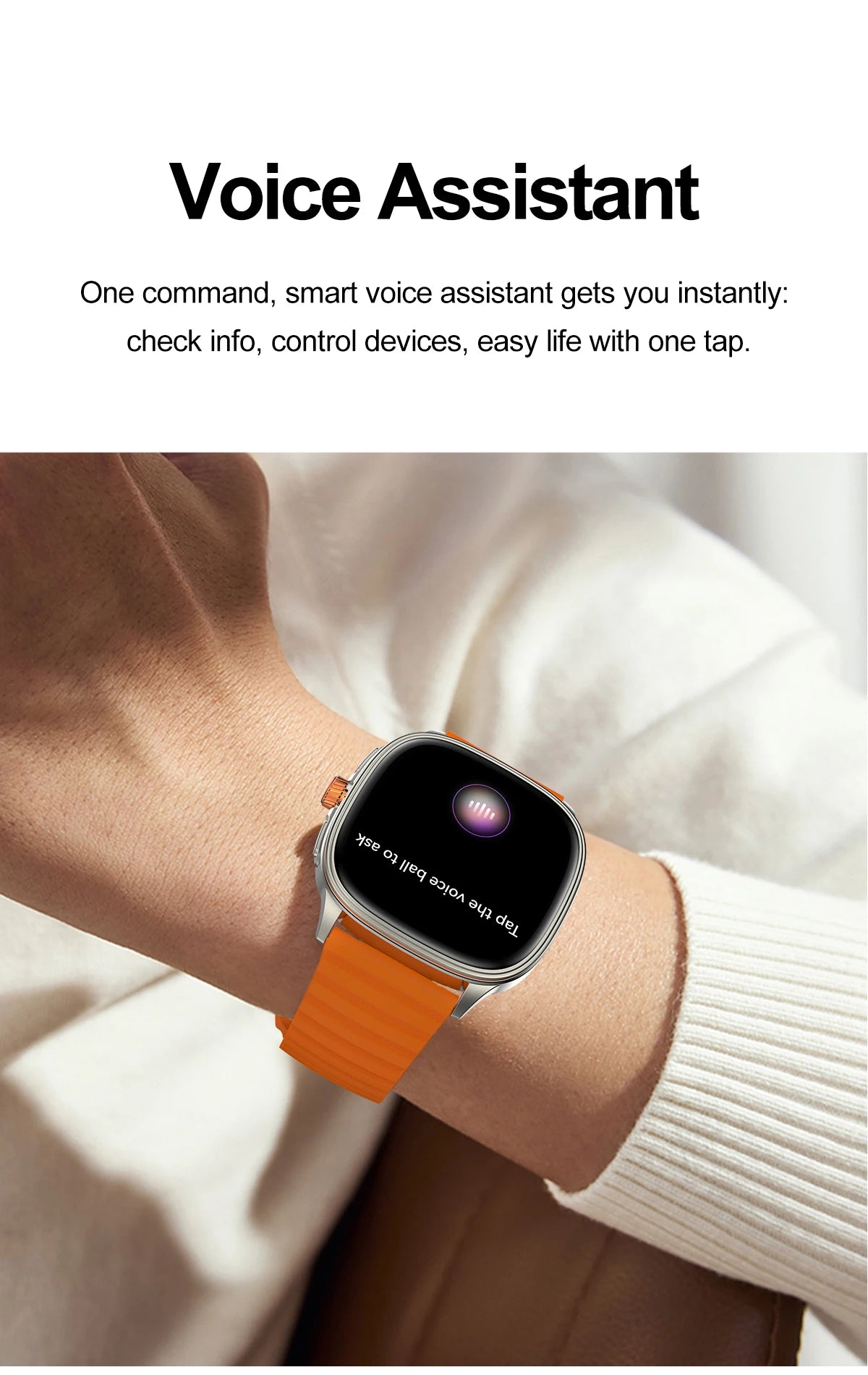 New Smart Watch 1.73" HD Screen NFC Voice Assistant Music Weather Sports Heart Rate High-precision Sensor Waterproof Smart Watch