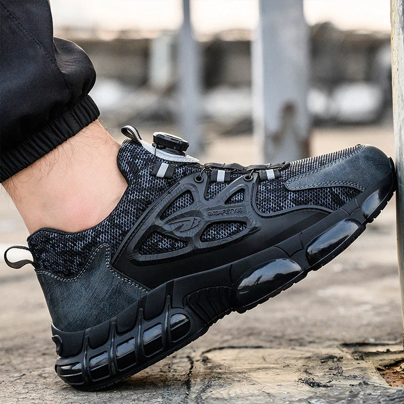 Unisex Rotating Button Safety Shoes Men For Work Sneakers Shoes Puncture-Proof Protective Women Shoes Steel Toe Work Boots