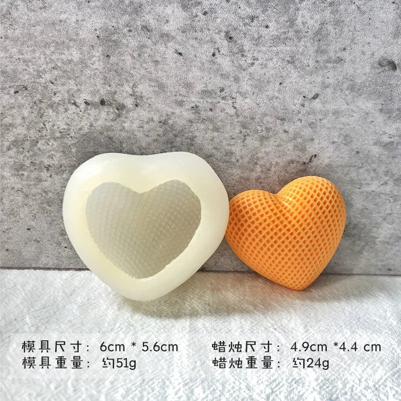 3D Woven Love Heart Silicone Mold Diy Handmade Heart-shaped Candle Soap Plaster Cake Chocolate Baking Tool Valentine's Day Gift