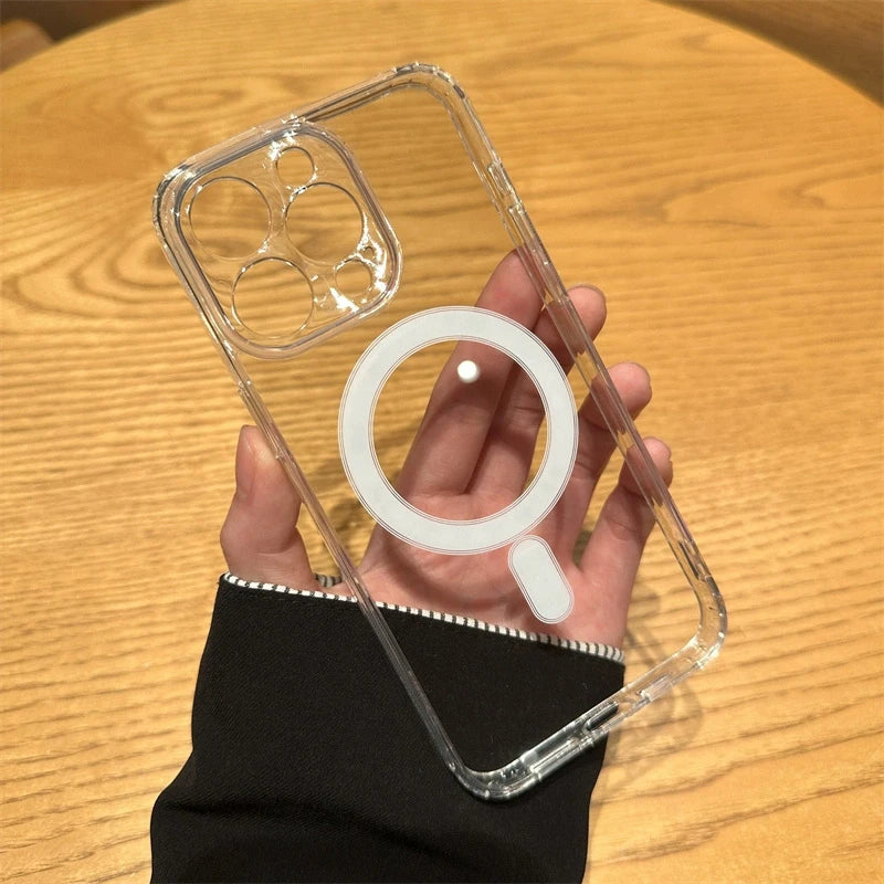 Strong Magnetic Magsafe Wireless Charging Case For iPhone 16 16E 15 14 13 12 11 Pro Max Plus Mini Hard Acrylic Silicone Cover