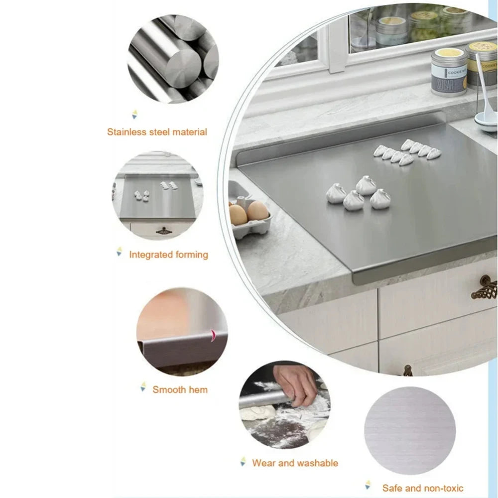 Stainless Steel Chopping Board L-Shaped Large Size Double Panel Multifunctional Home Kitchen Fruit Cutting And Kneading Panel