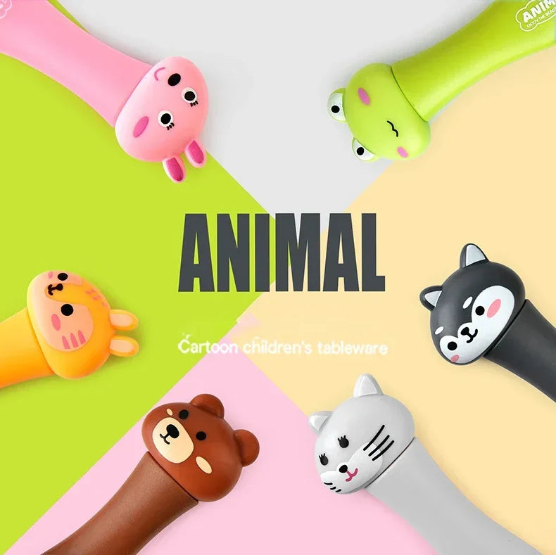 Cartoon Animal Kids Spoon and Fork Set Dessert Spoon for Children Fork Baby Tableware Gadgets Children's Cutlery Kids Favours