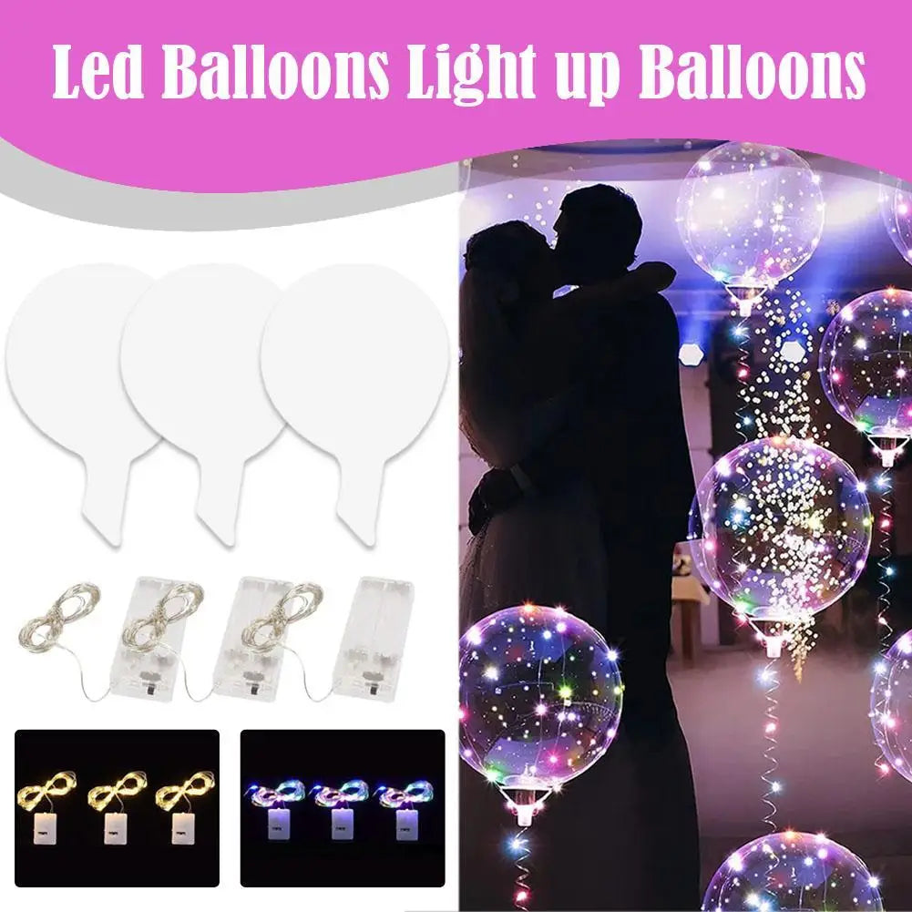 3Pcs LED Light Up Balloons Glow In The Dark Transparent Led Balloons for Weddings Birthdays Valentine's Day Party Festival Decor